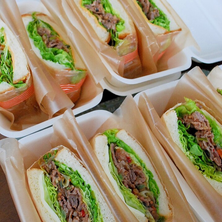 ボリューム焼き肉サンド レシピ 作り方 By さっちゃん13 楽天レシピ